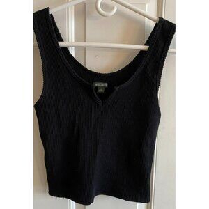 Wild Fable Women's Black Ribbed Cropped Tank Size Small